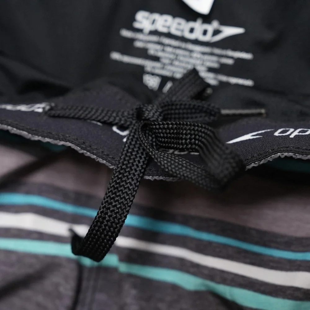 Speedo‎ Swim Shorts Mens XL Gray Multicolor Stripe Lined Drawstring Pocket